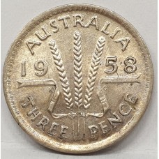 AUSTRALIA 1958 . THREEPENCE . UNCIRCULATED